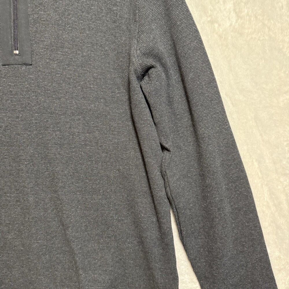 Michael Kors 1/4 Zip Knit Pullover Hoodie Long Sleeve Sweater Top Black Men's L - Picture 3 of 11
